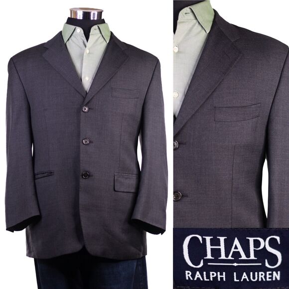 Men’s Chaps Ralph Lauren 3-Button Jacket Wool/Cashmere Coat Blazer 42S One Vent - Picture 1 of 12